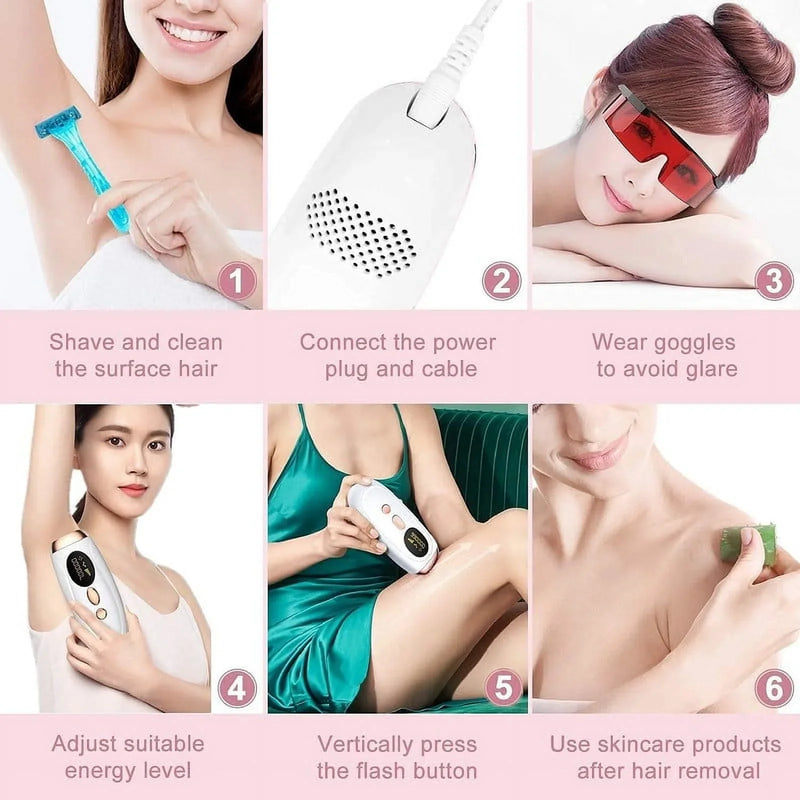 Mychway Depilação a Laser Permanente Malaio IPL Epilator Ice Cool Indolor Depilador a Laser 500000 Flashes Face Body Epilator